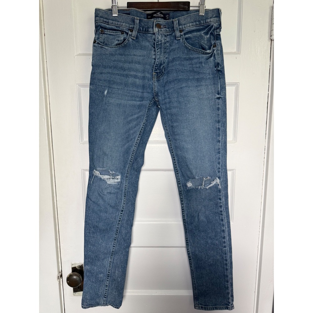 Hollister Epic Flex Skinny Distressed Blue Jeans Mens 31x32 Medium Wash